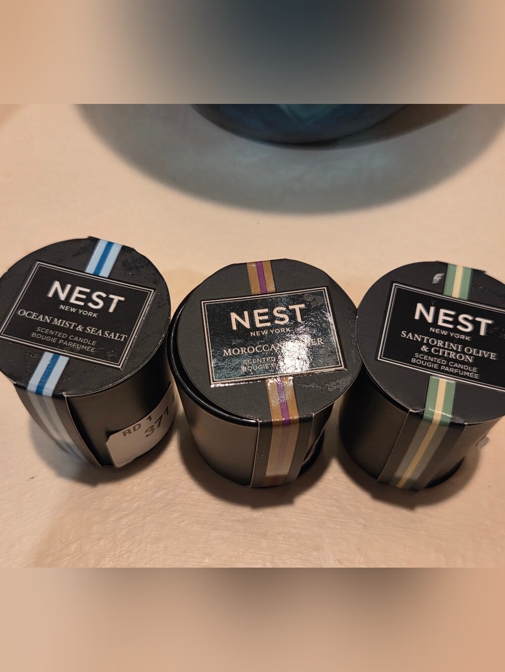 NEST New York Mini Scented Candle Set 3pc Ocean Mist Moroccan Amber Santorini